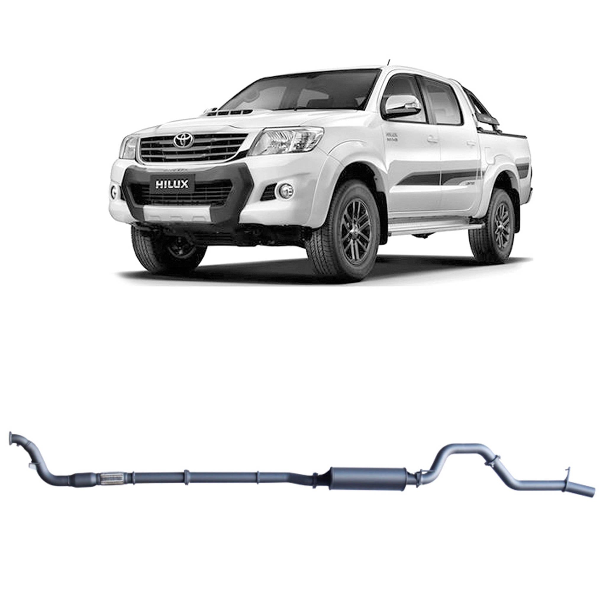 Redback Extreme Duty Exhaust for Toyota Hilux 3.0L D4D (02/2005 - 10/2015) - With Cat / Large Muffler (Quiet) - 4x4