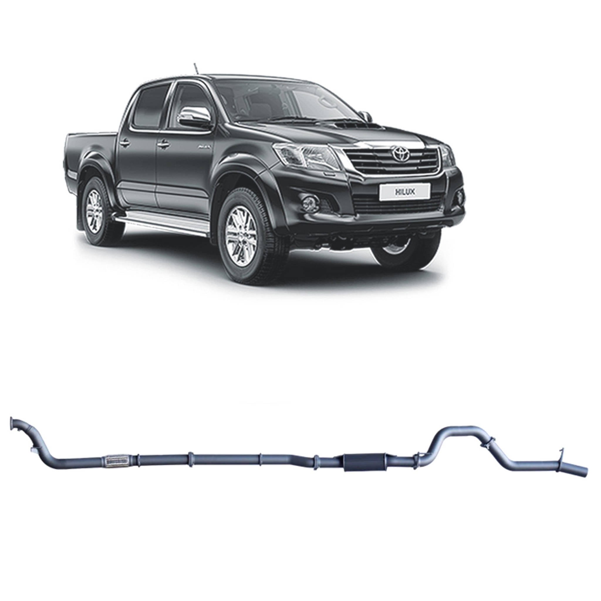 Redback Extreme Duty Exhaust for Toyota Hilux 3.0L D4D (02/2005 - 10/2015) - Without Cat / Resonator (Medium) - 4x4