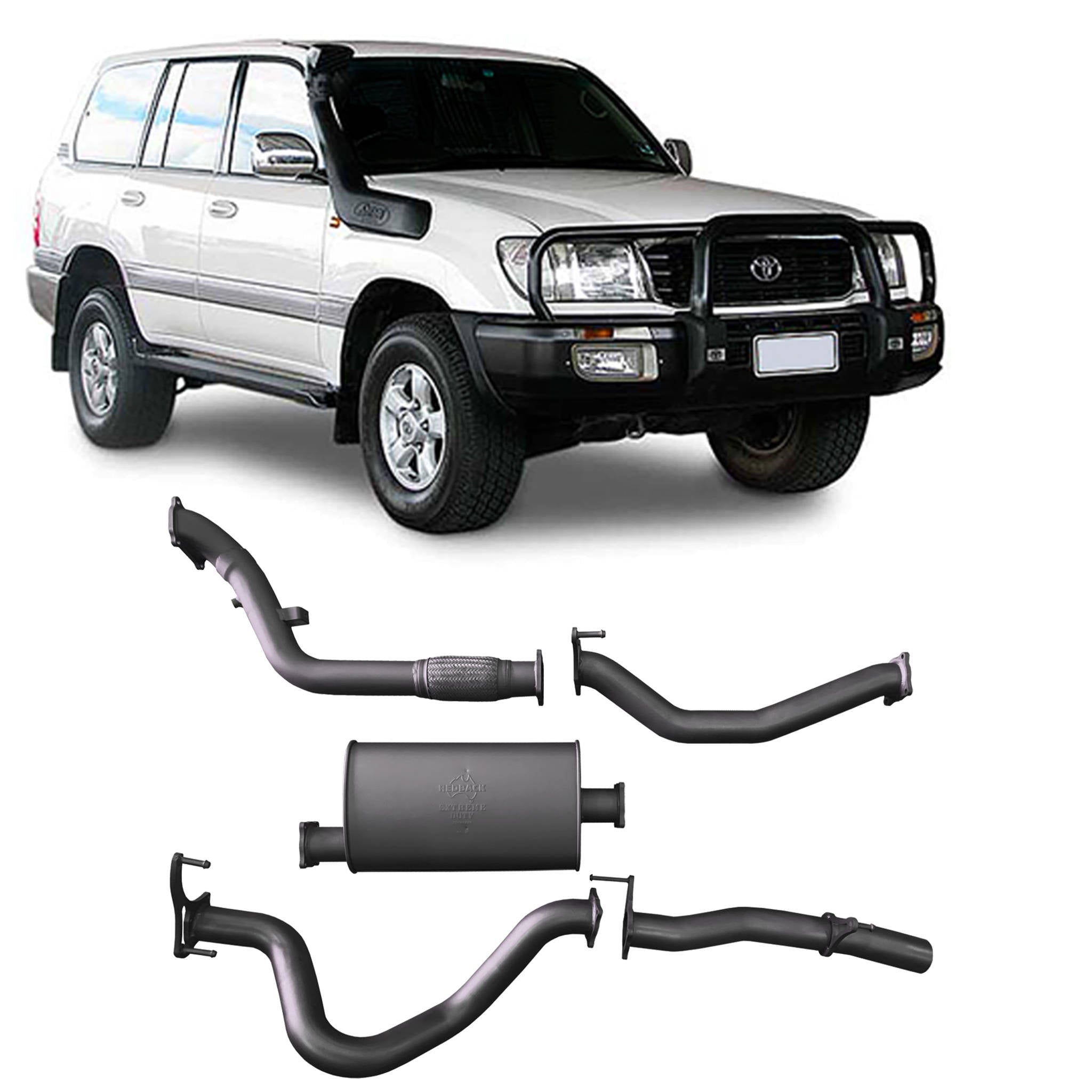 Redback Extreme Duty Exhaust for Toyota Landcruiser 100 Series 4.2L (10/2000 - 10/2007) - Without Cat / Large Muffler