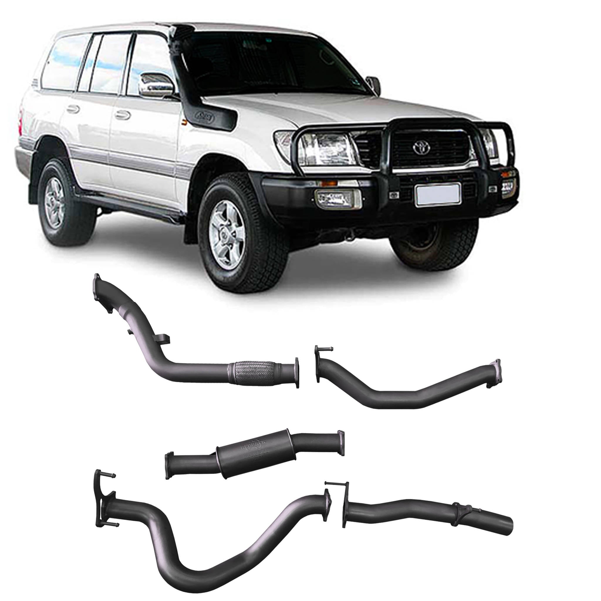 Redback Extreme Duty Exhaust for Toyota Landcruiser 100 Series 4.2L (10/2000 - 10/2007) - Without Cat / Resonator