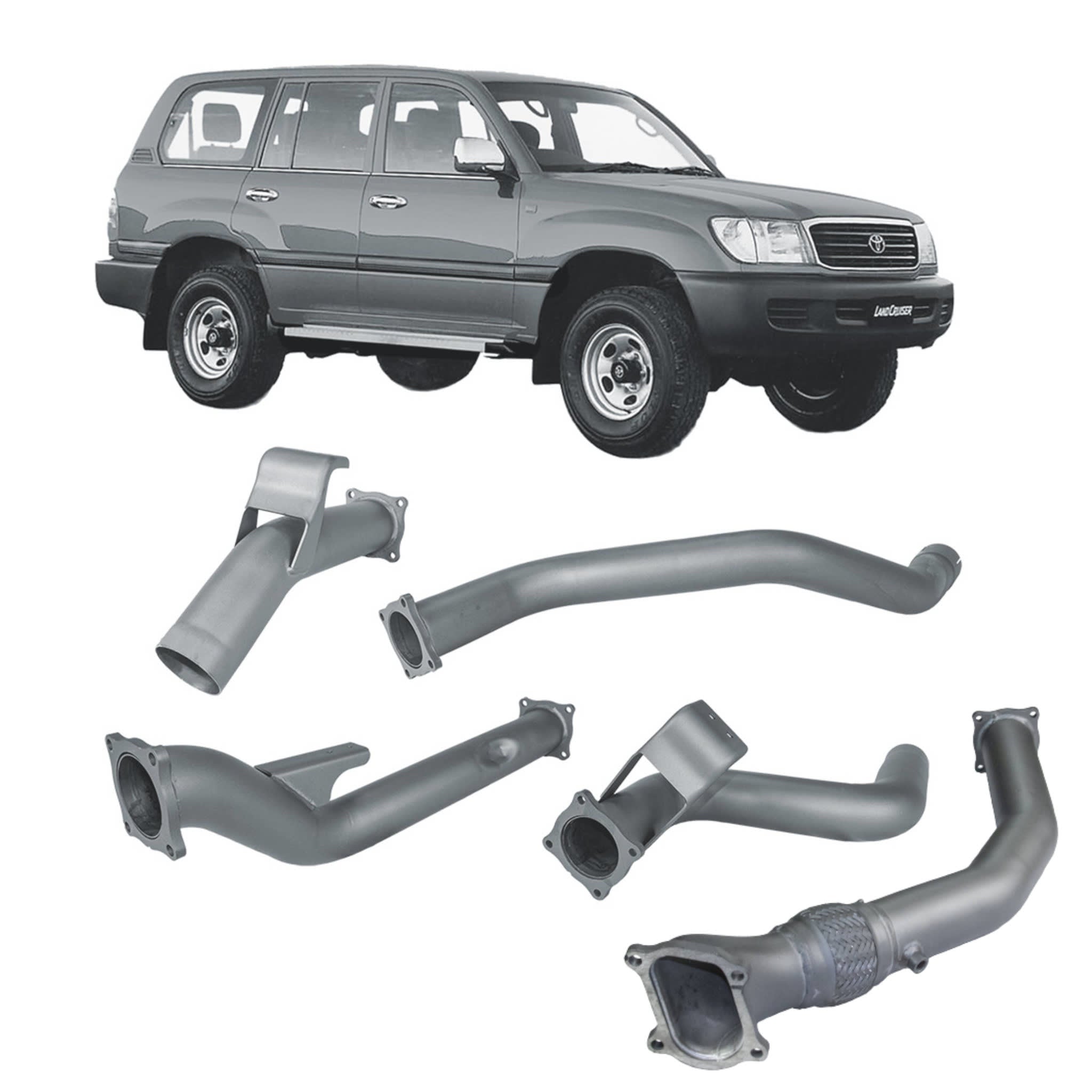 Redback Extreme Duty Exhaust for Toyota Landcruiser 105 Series Wagon (03/1998 - 10/2007) - Large Muffler (Quiet)