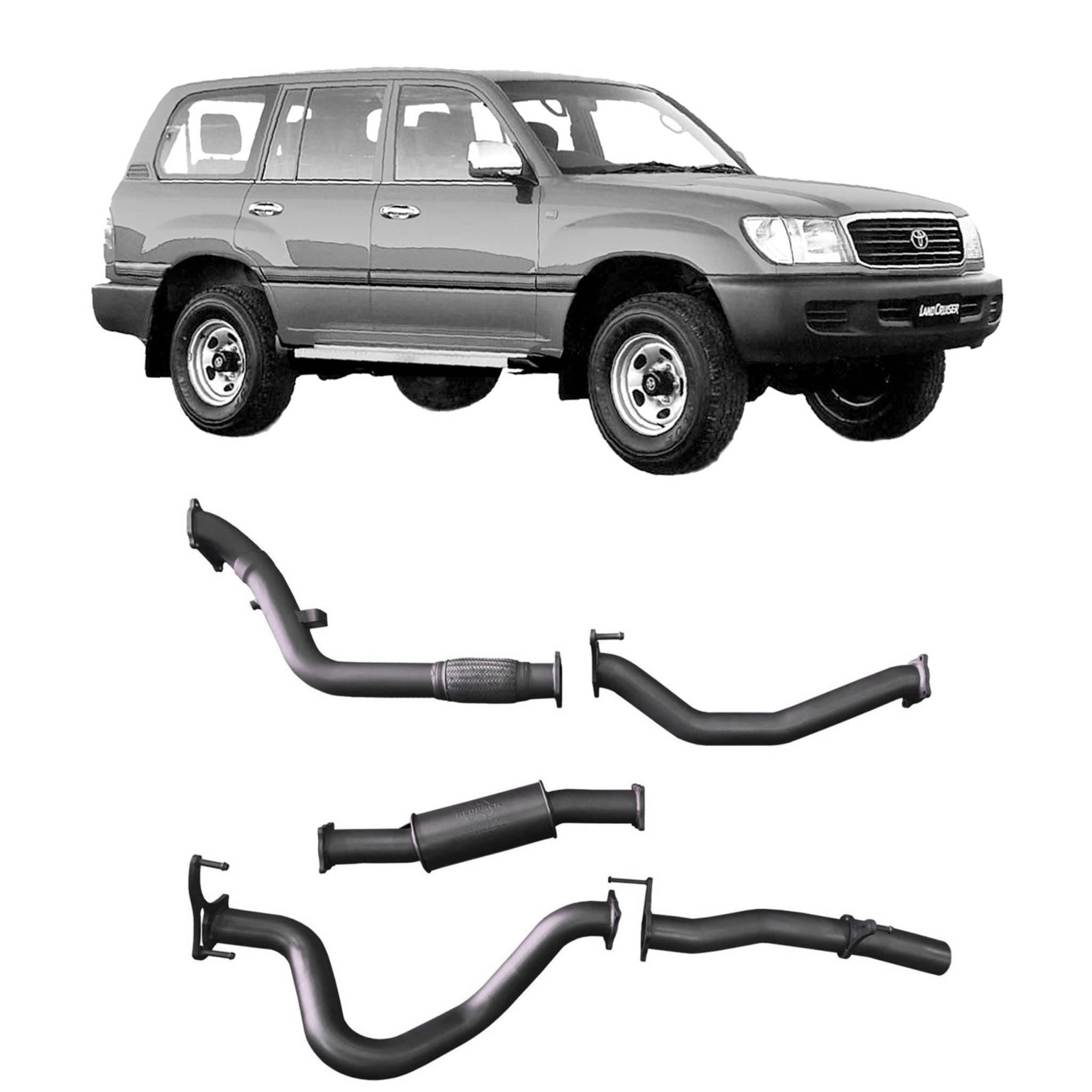 Redback Extreme Duty Exhaust for Toyota Landcruiser 105 Series Wagon (03/1998 - 10/2007) - Resonator (Medium) / Denco