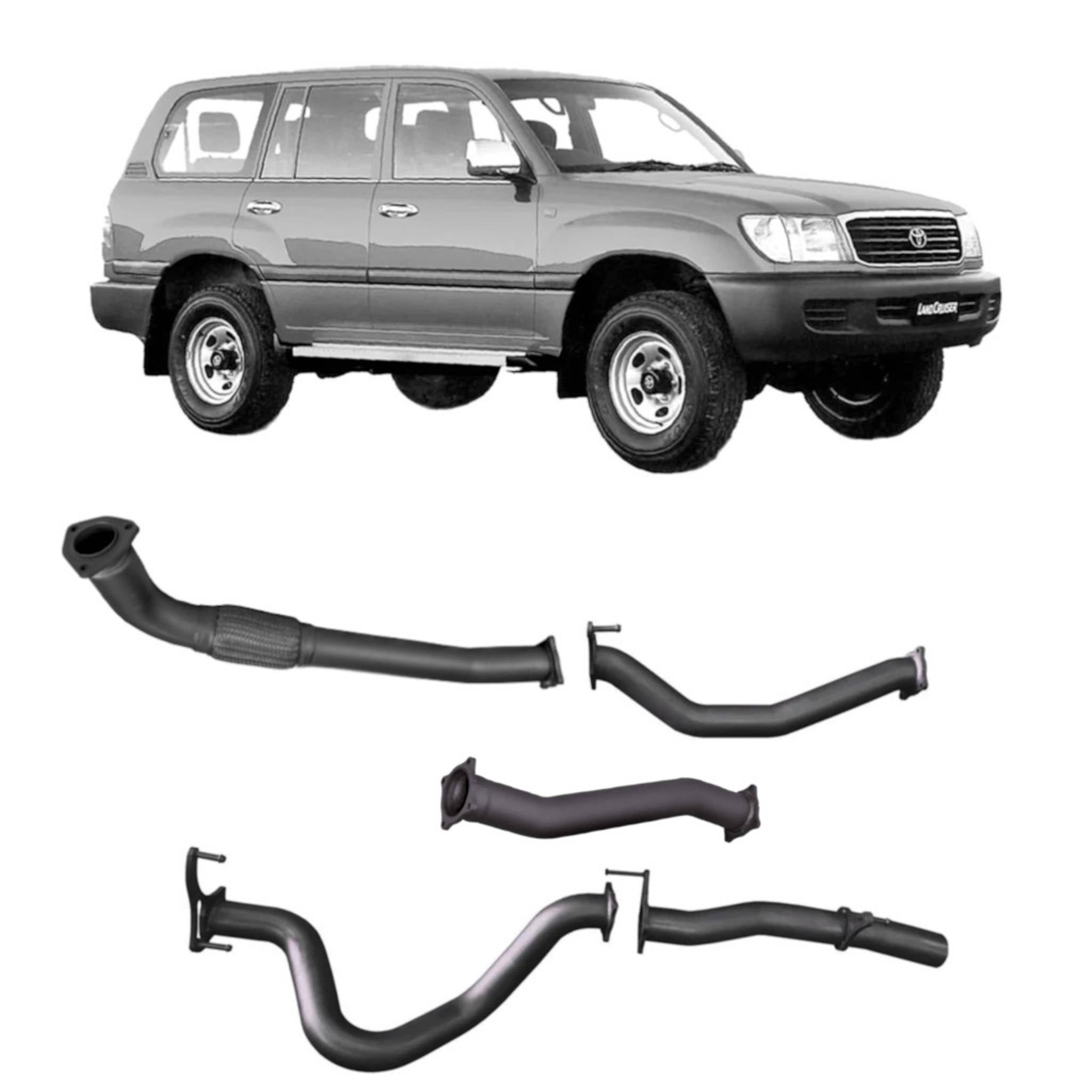 Redback Extreme Duty Exhaust for Toyota Landcruiser 105 Series Wagon (03/1998 - 10/2007) - Pipe Only (Loud) / Non Turbo