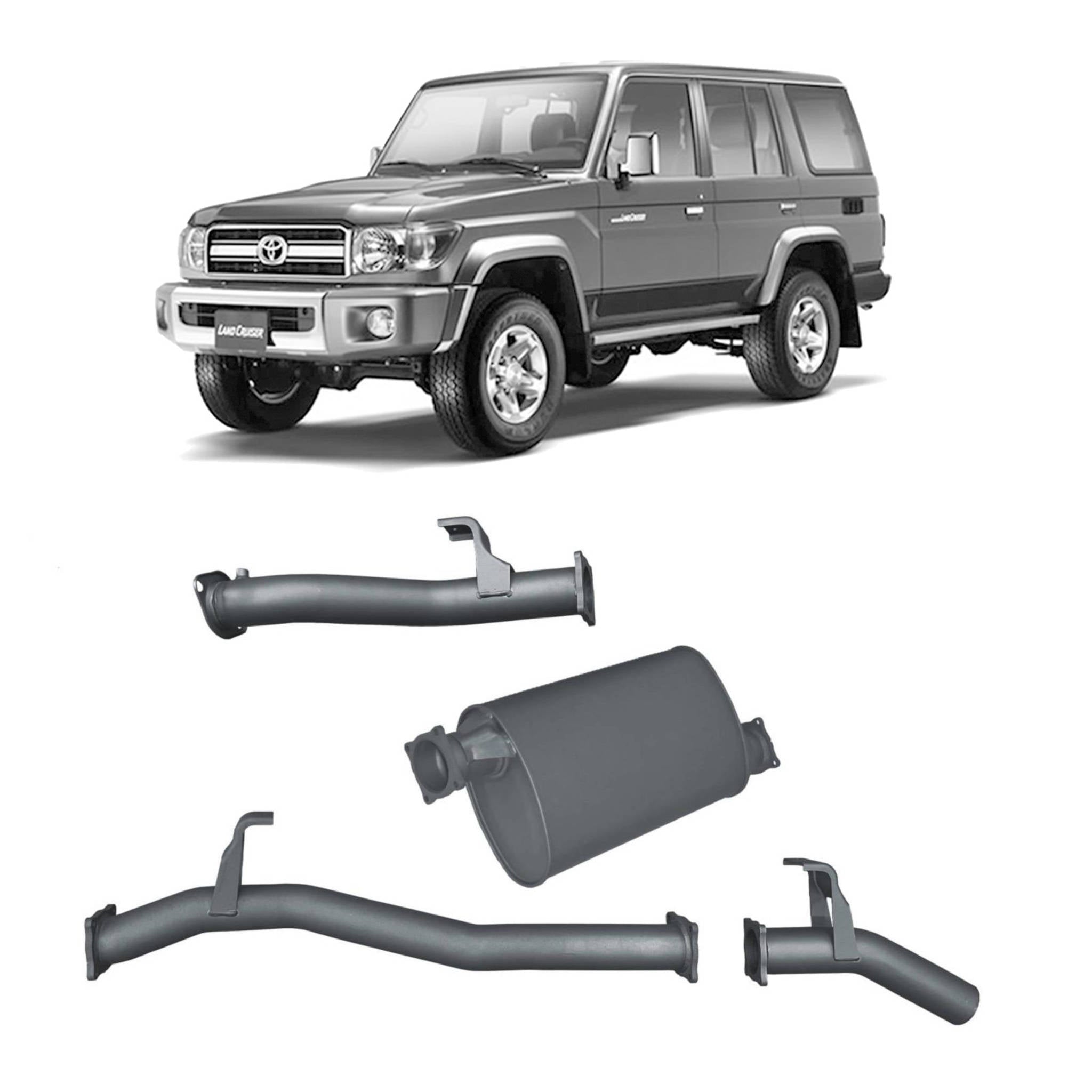 Redback Extreme Duty Exhaust for Toyota Landcruiser 76 Series Wagon (09/2016 - on) - Large Muffler (Quiet) - 4x4