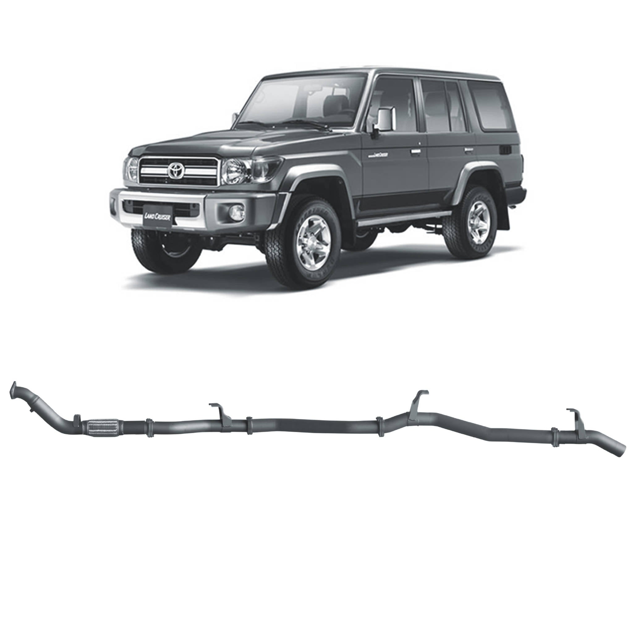 Redback Extreme Duty Exhaust for Toyota Landcruiser 76 Series Wagon (03/2007 - 10/2016) - Without Cat / Pipe Only