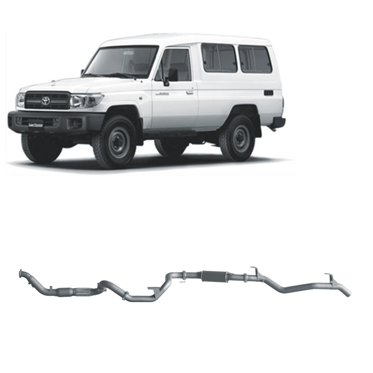 Redback Extreme Duty Exhaust for Toyota Landcruiser 78 Series 4.2L TD (01/2001 - 01/2007) - With Cat / Resonator