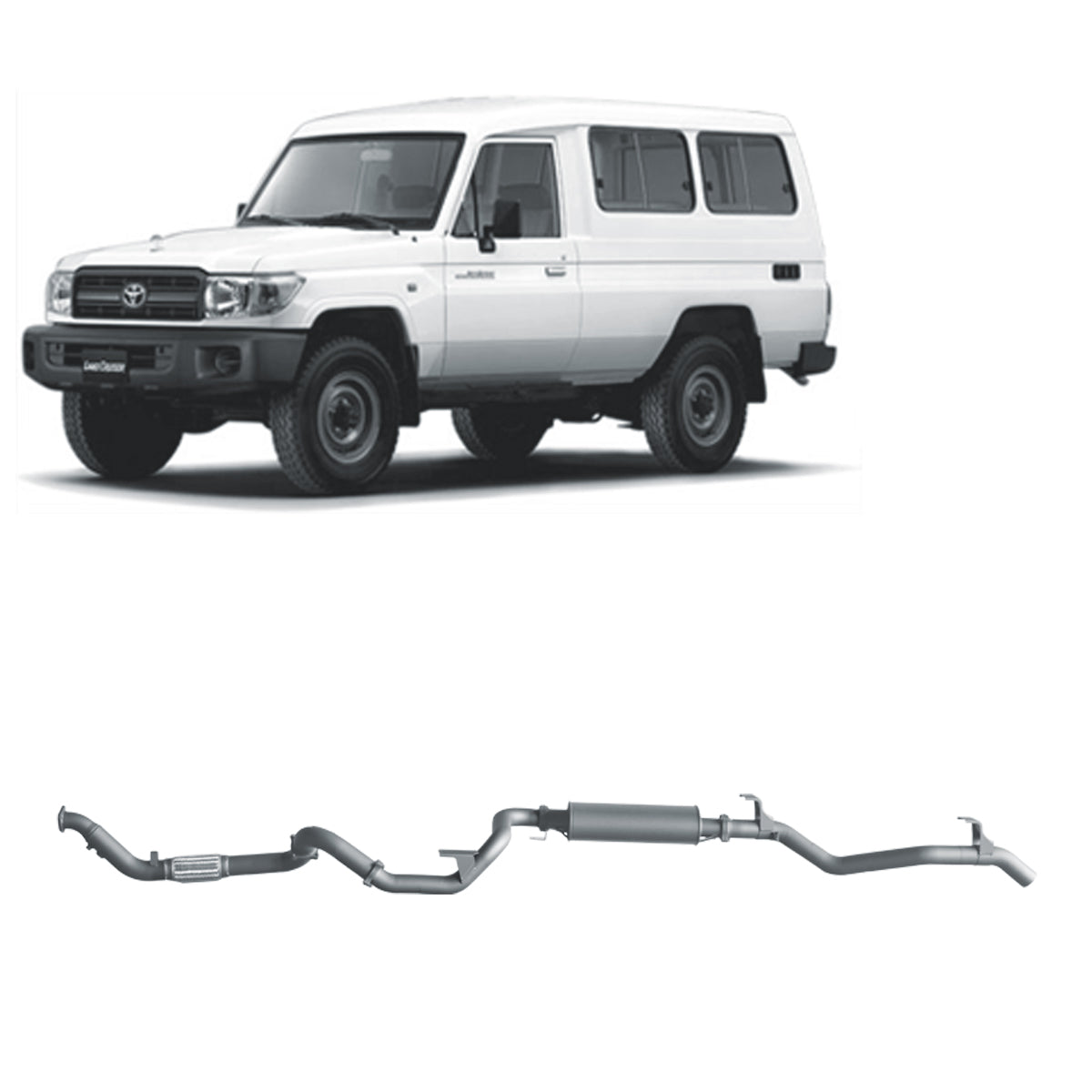 Redback Extreme Duty Exhaust for Toyota Landcruiser 78 Series 4.2L TD (01/2001 - 01/2007) - Without Cat / Large Muffler