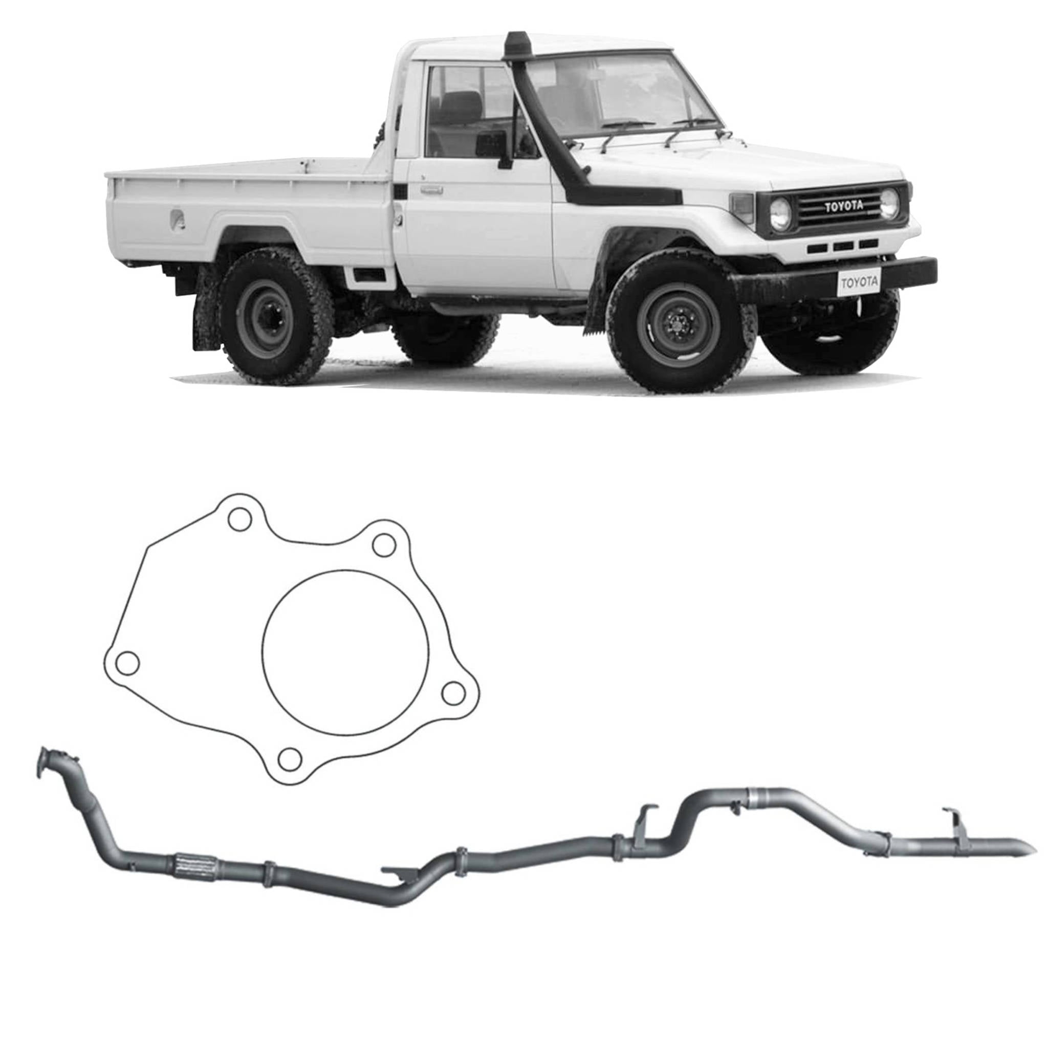 Redback Extreme Duty Exhaust for Toyota Landcruiser 78 Series (01/1990 - 01/2007) Toyota Landcruiser 75 Series (03/1990