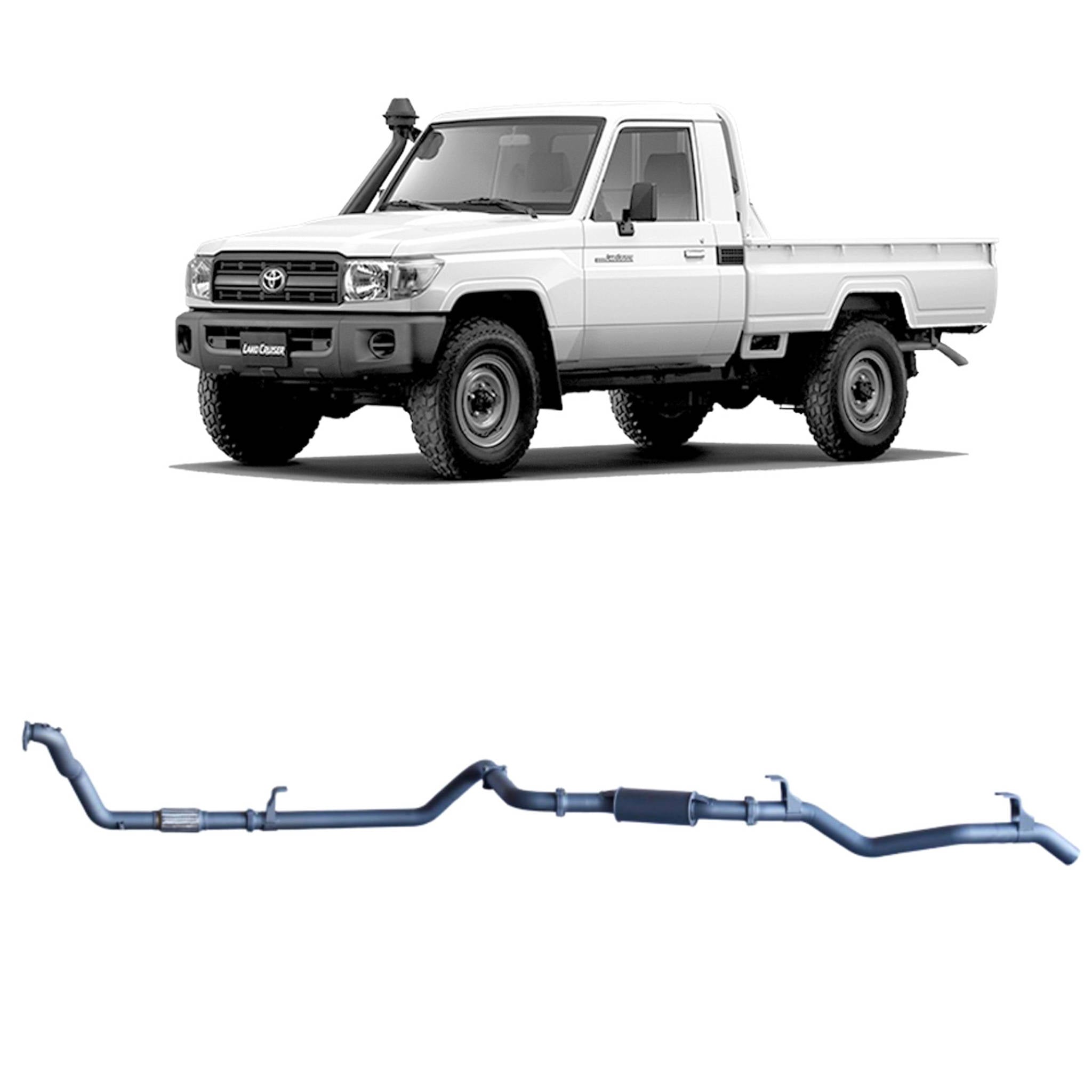 Redback Extreme Duty Exhaust for Toyota Landcruiser 79 Series 4.2L 1HZ (10/1999 - 01/2007) - Resonator (Medium) / Denco