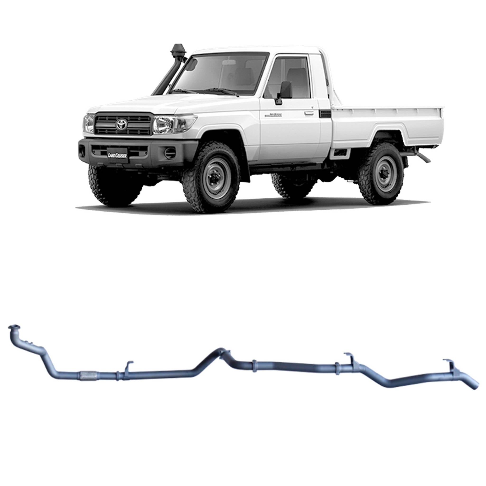 Redback Extreme Duty Exhaust for Toyota Landcruiser 79 Series 4.2L 1HZ (10/1999 - 01/2007) - Pipe Only (Loud) / Non
