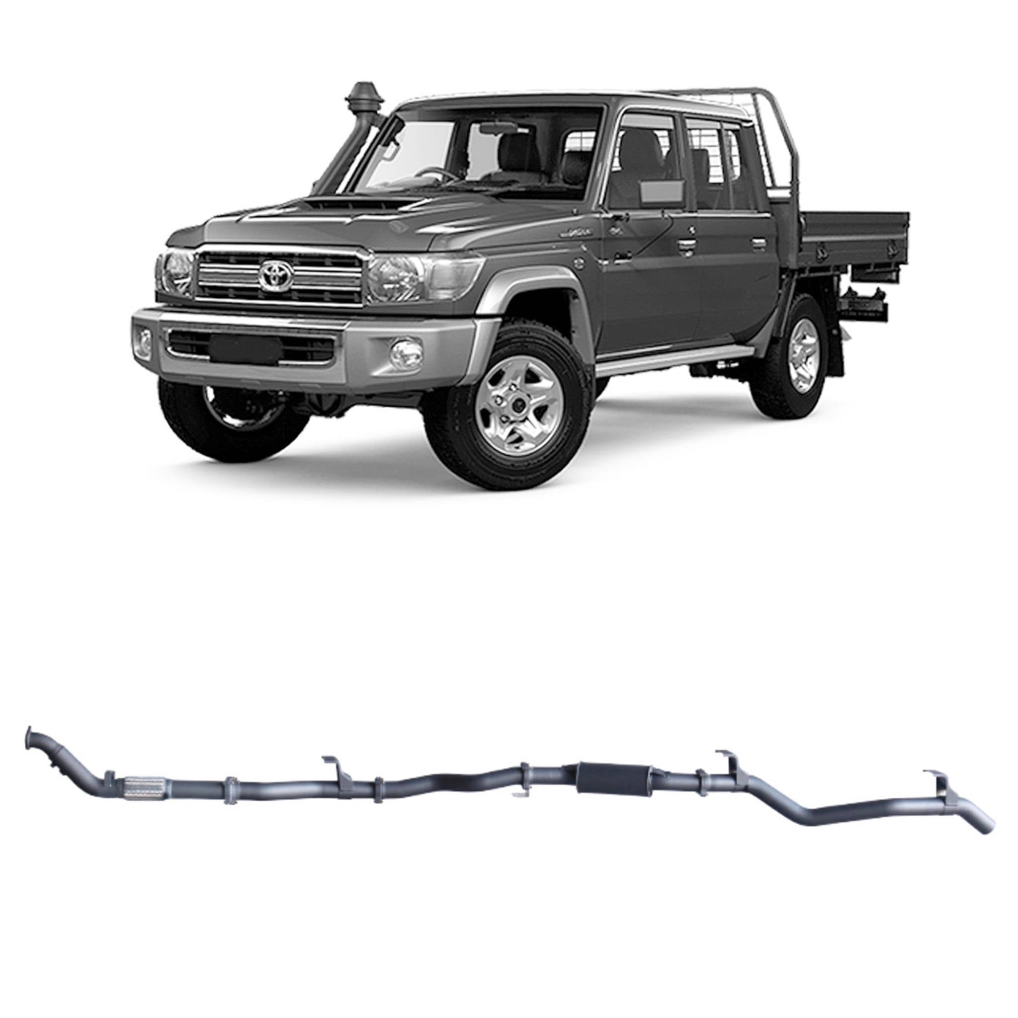 Redback Extreme Duty Exhaust for Toyota Landcruiser 79 Series Double Cab (01/2012 - 10/2016) - Resonator (Medium)