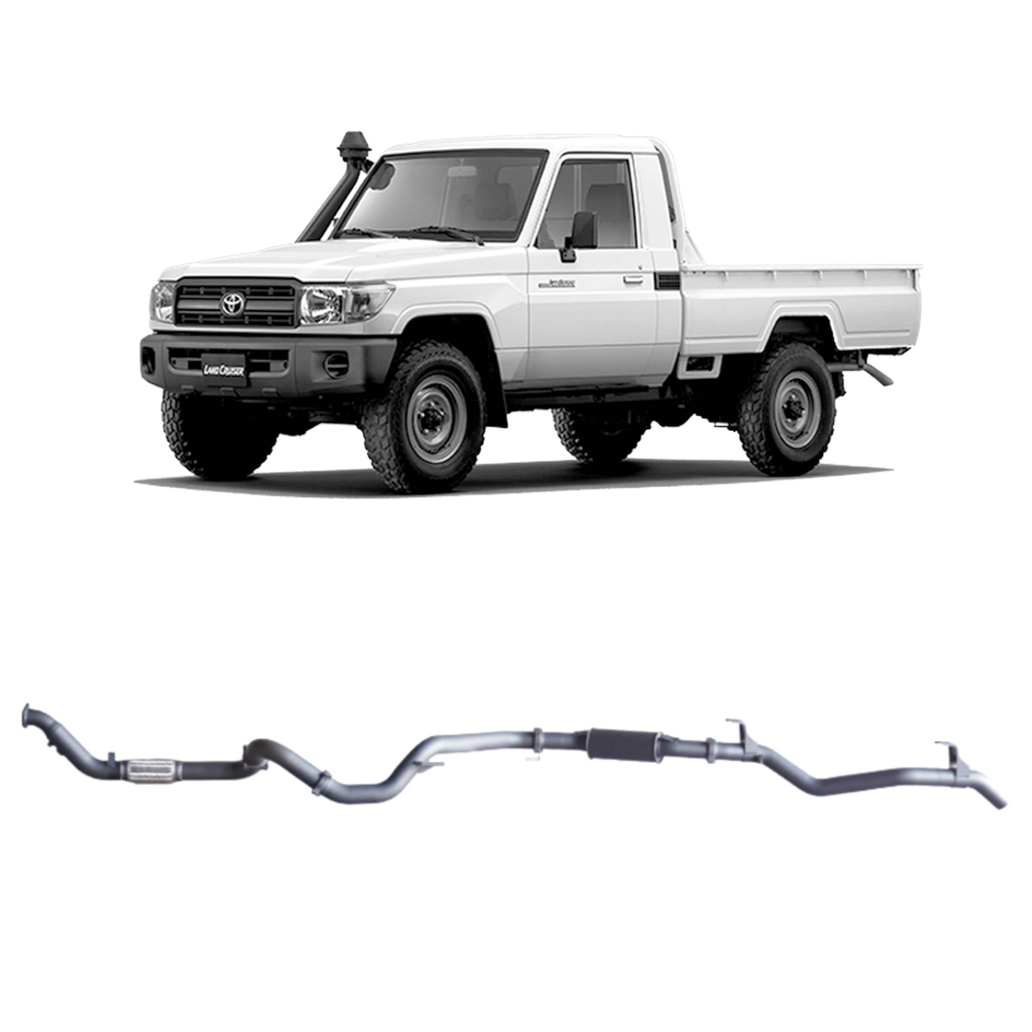 Redback Extreme Duty Exhaust for Toyota Landcruiser 79 Series Single Cab (03/2007 - 10/2016) - Resonator (Medium)