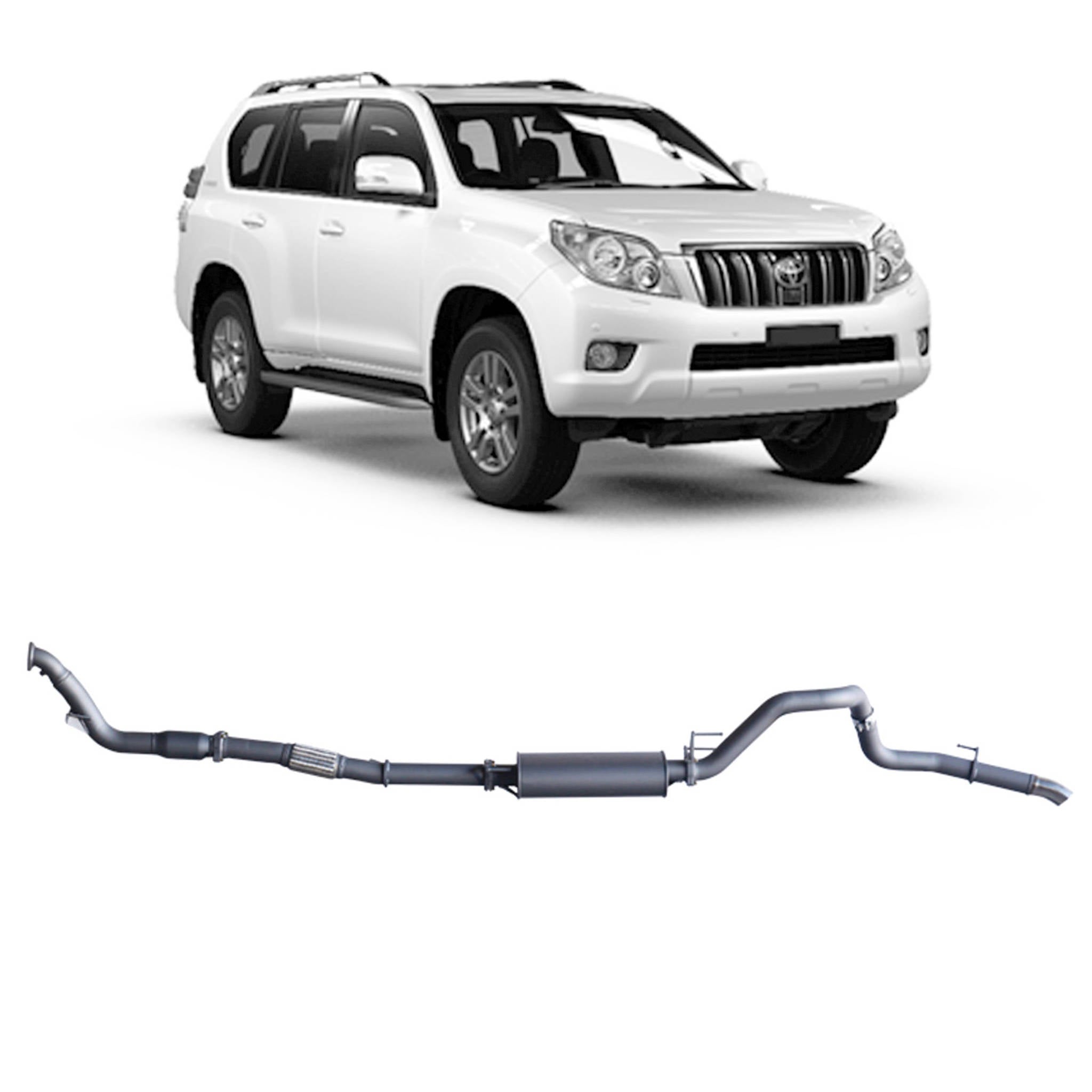 Redback Extreme Duty Exhaust for Toyota Prado 120/150 Series 1KD-FTV (11/2006 - 07/2015) - Large Muffler (Quiet)