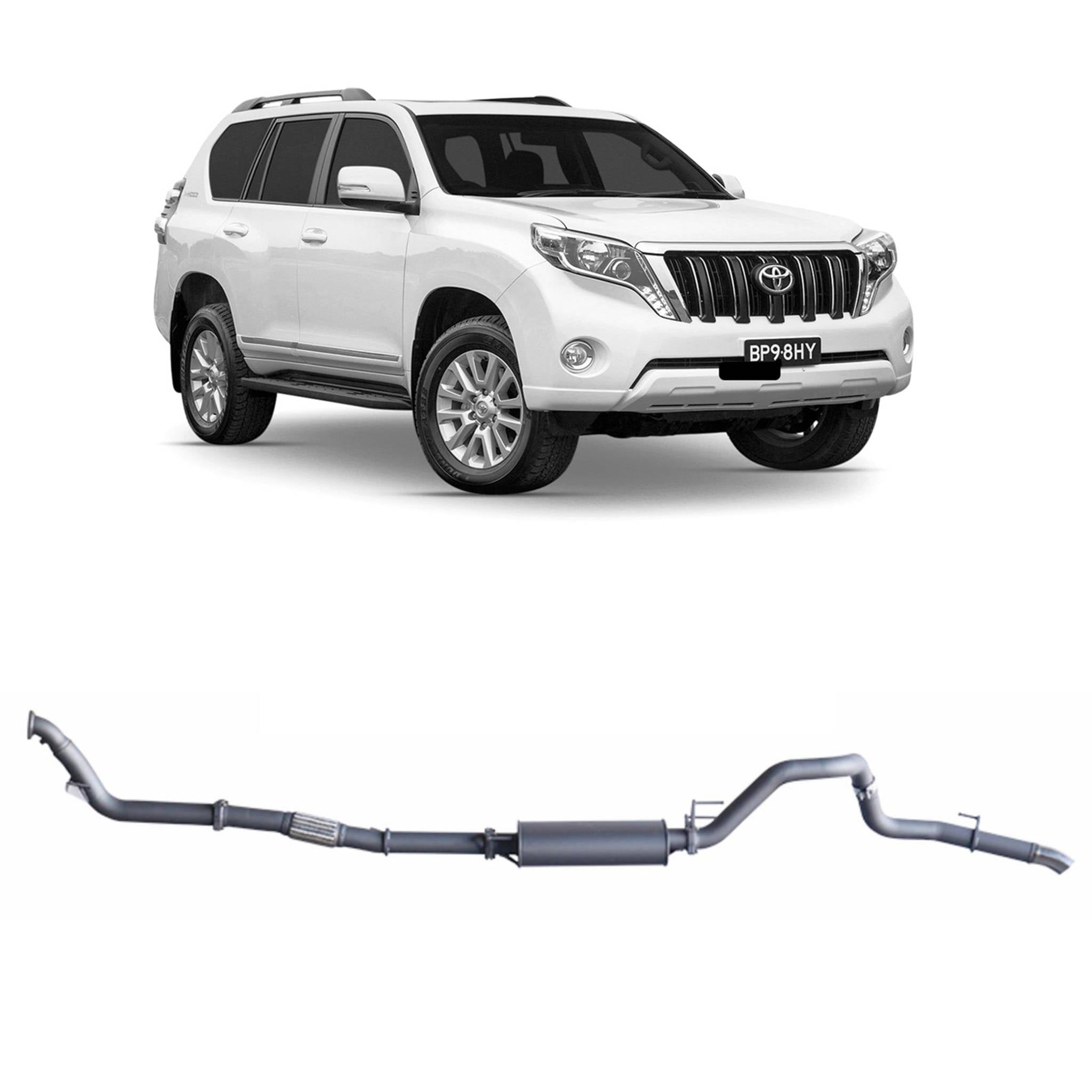 Redback Extreme Duty Exhaust for Toyota Prado 120/150 Series 1KD-FTV (11/2006 - 07/2015) - Large Muffler (Quiet)