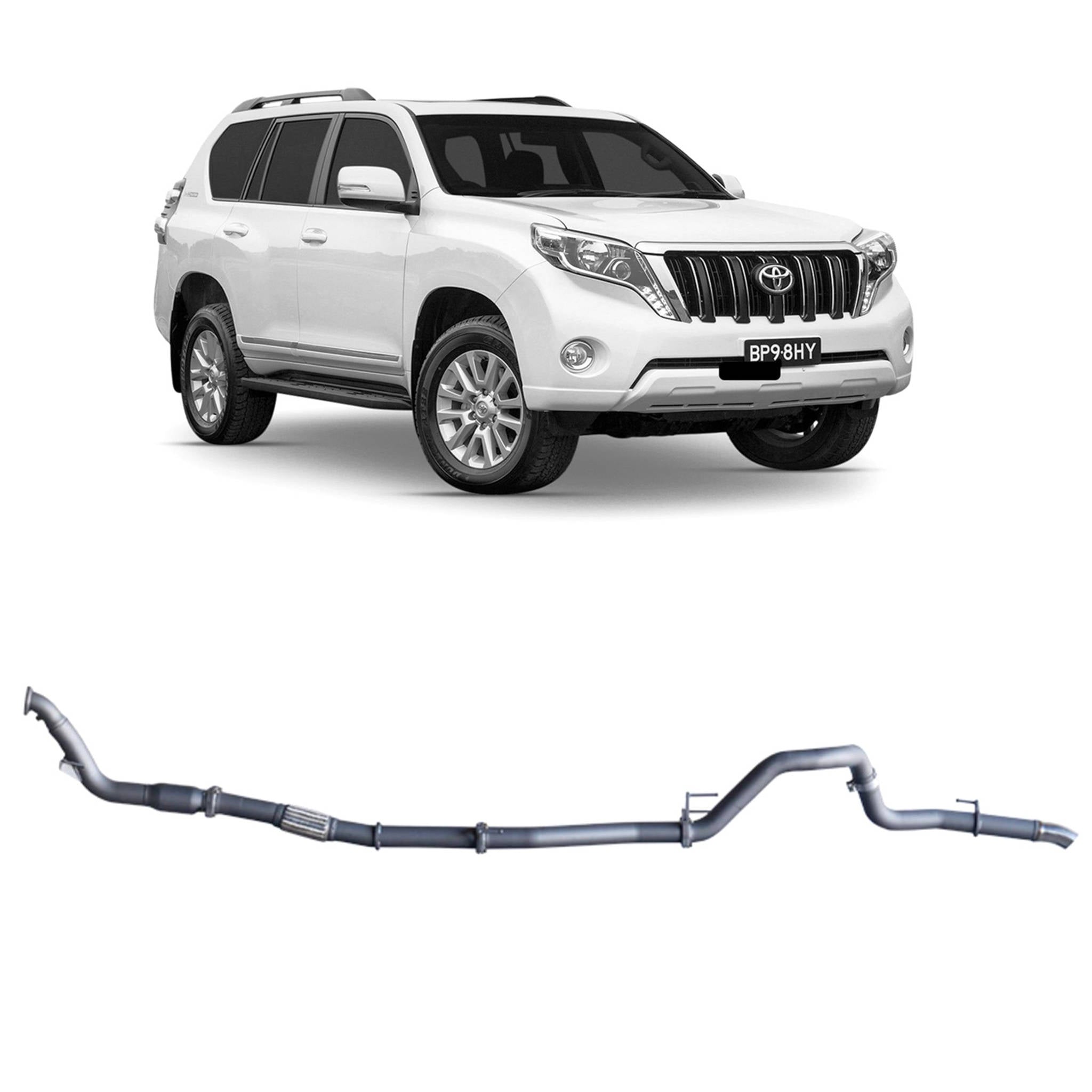 Redback Extreme Duty Exhaust for Toyota Prado 120/150 Series 1KD-FTV (11/2006 - 07/2015) - Pipe Only (Loud) / With Cat