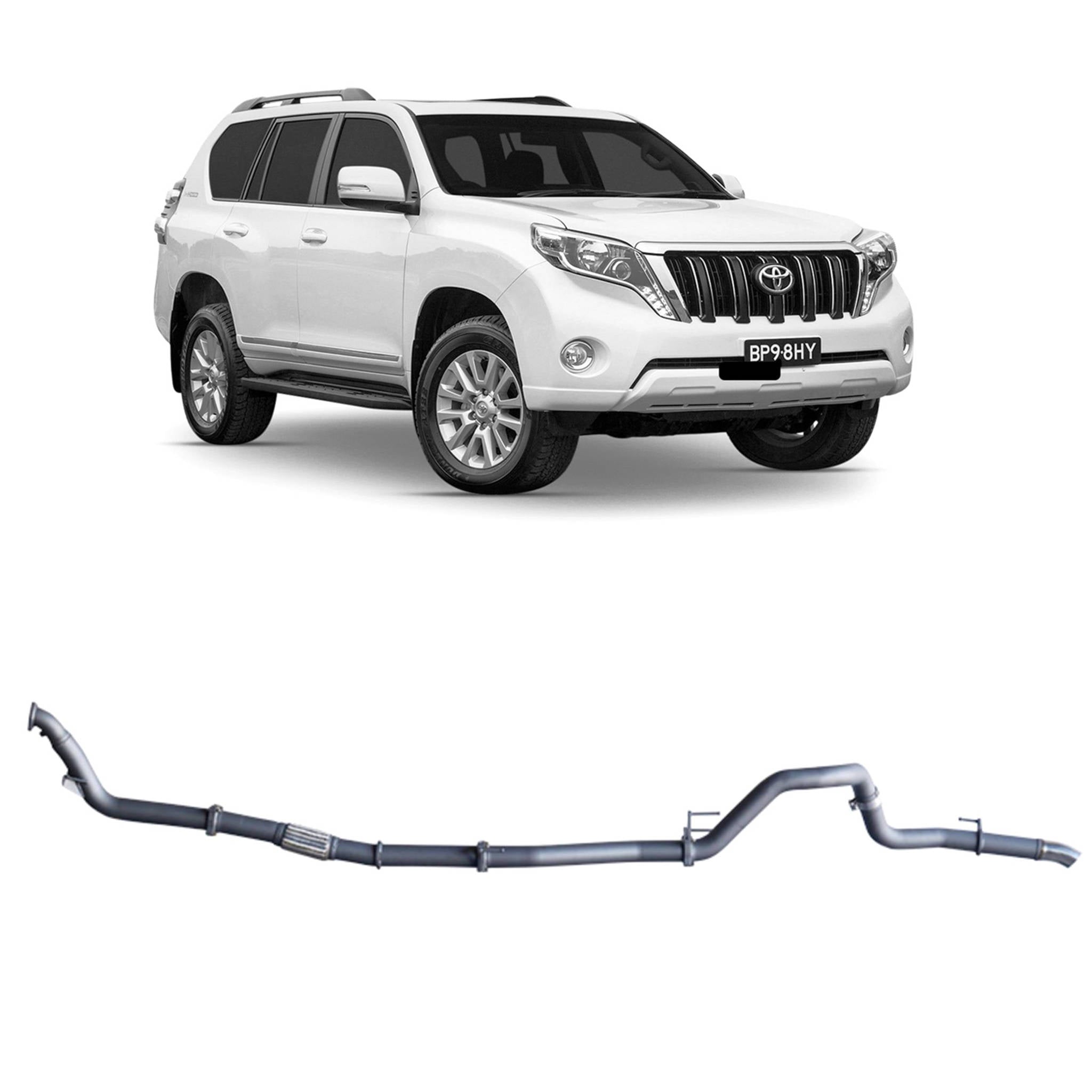 Redback Extreme Duty Exhaust for Toyota Prado 120/150 Series 1KD-FTV (11/2006 - 07/2015) - Pipe Only (Loud) / Without