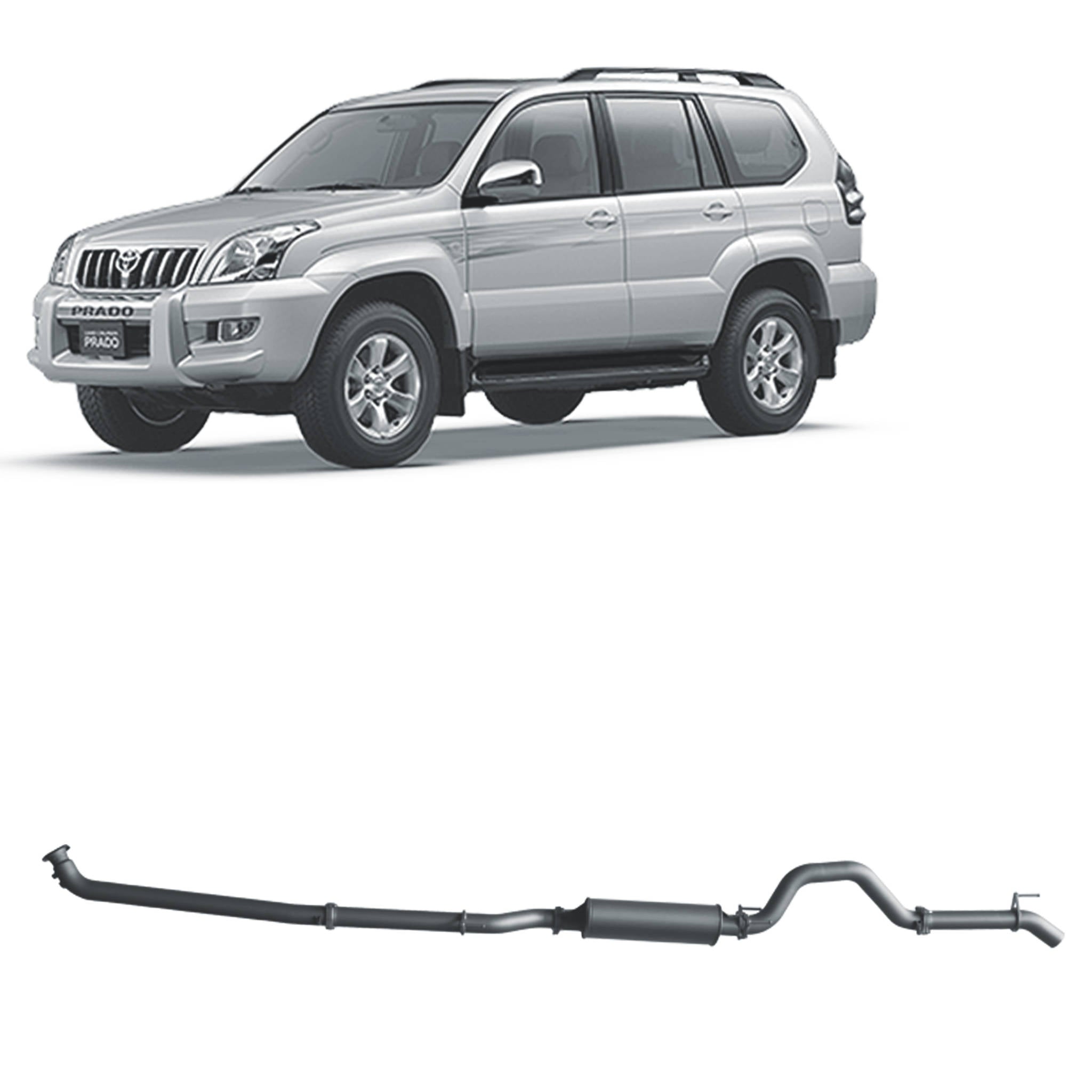 Redback Extreme Duty Exhaust for Toyota Prado 120 Series 1KZ-TE (10/2002 - 10/2006) - Large Muffler (Quiet) - 4x4
