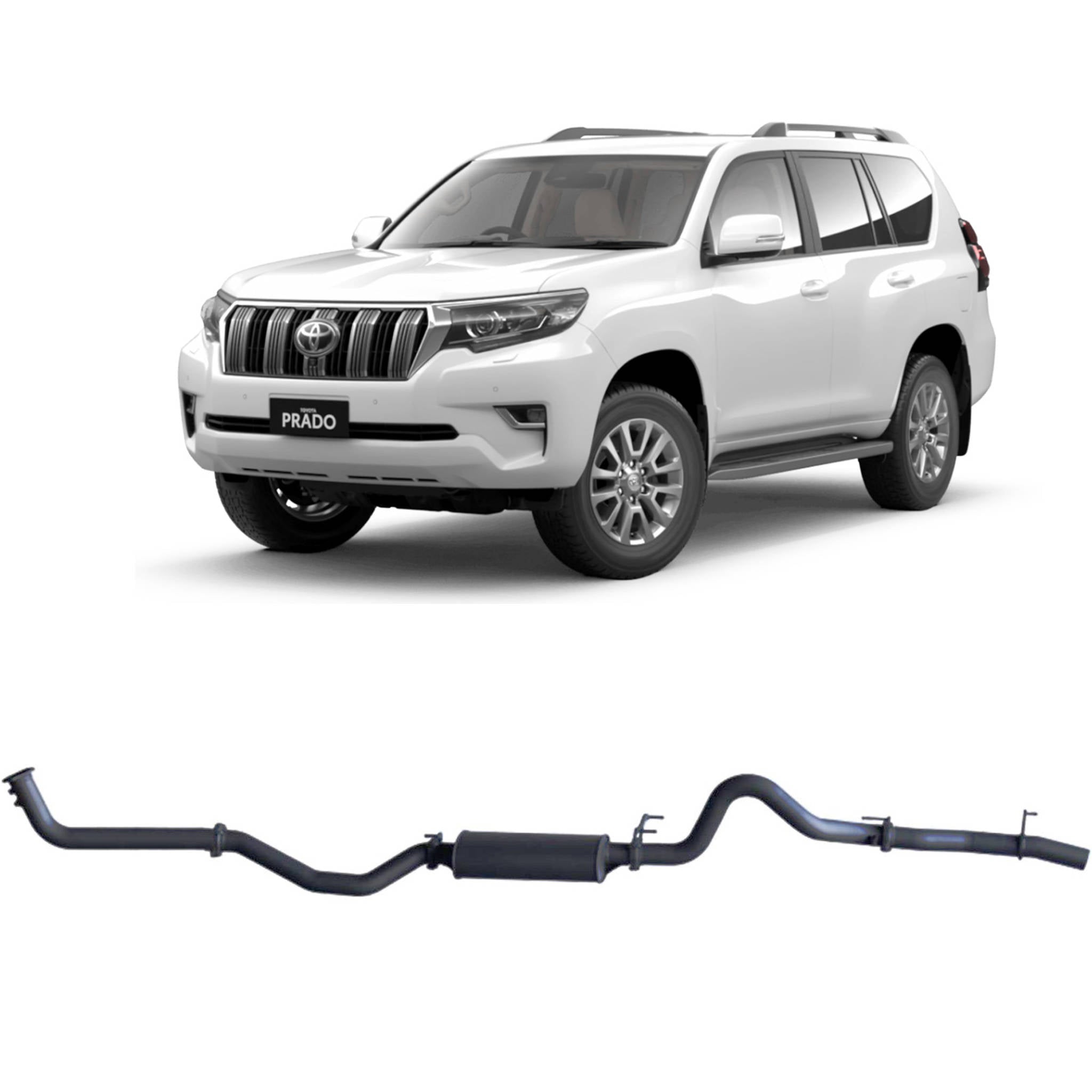 Redback Extreme Duty Exhaust for Toyota Prado 150 Series 2.8L (08/2015 - on) - Large Muffler (Quiet) - 4x4 Performance