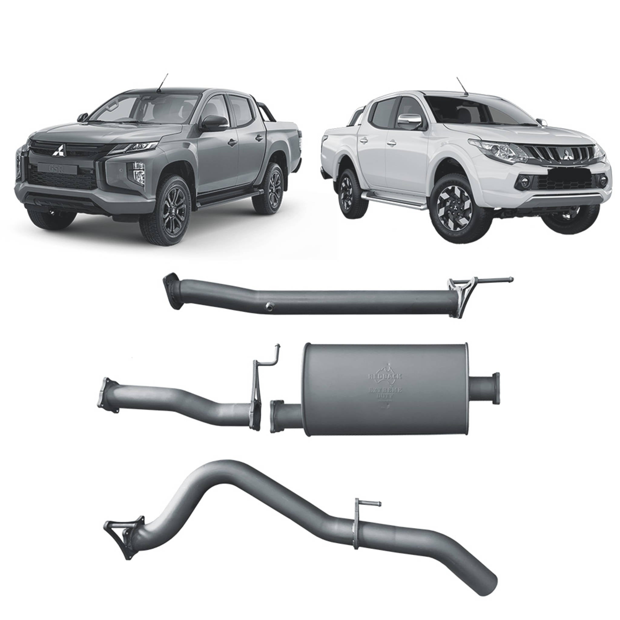 Redback Extreme Duty for Mitsubishi Triton MQ/MR (05/2015 - on) - Large Muffler (Quiet) - 4x4 Performance System