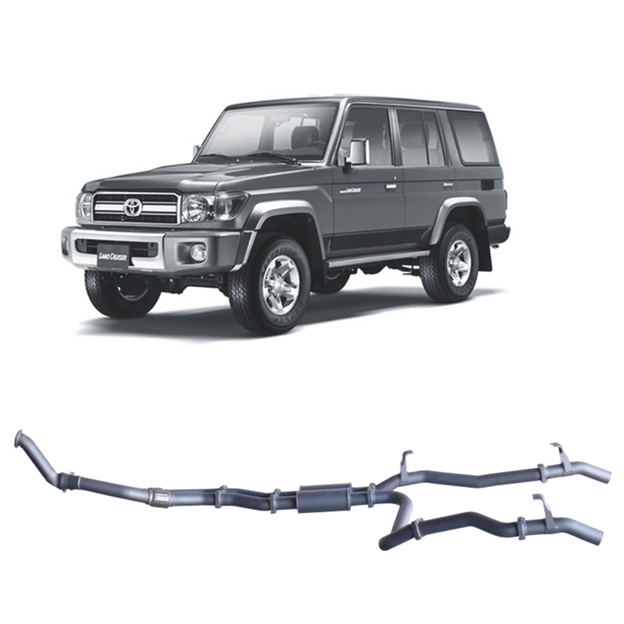 Redback Extreme Duty Twin Exhaust for Toyota 76 Series Landcruiser (03/2007 - 10/2016) - 4x4 Exhaust System