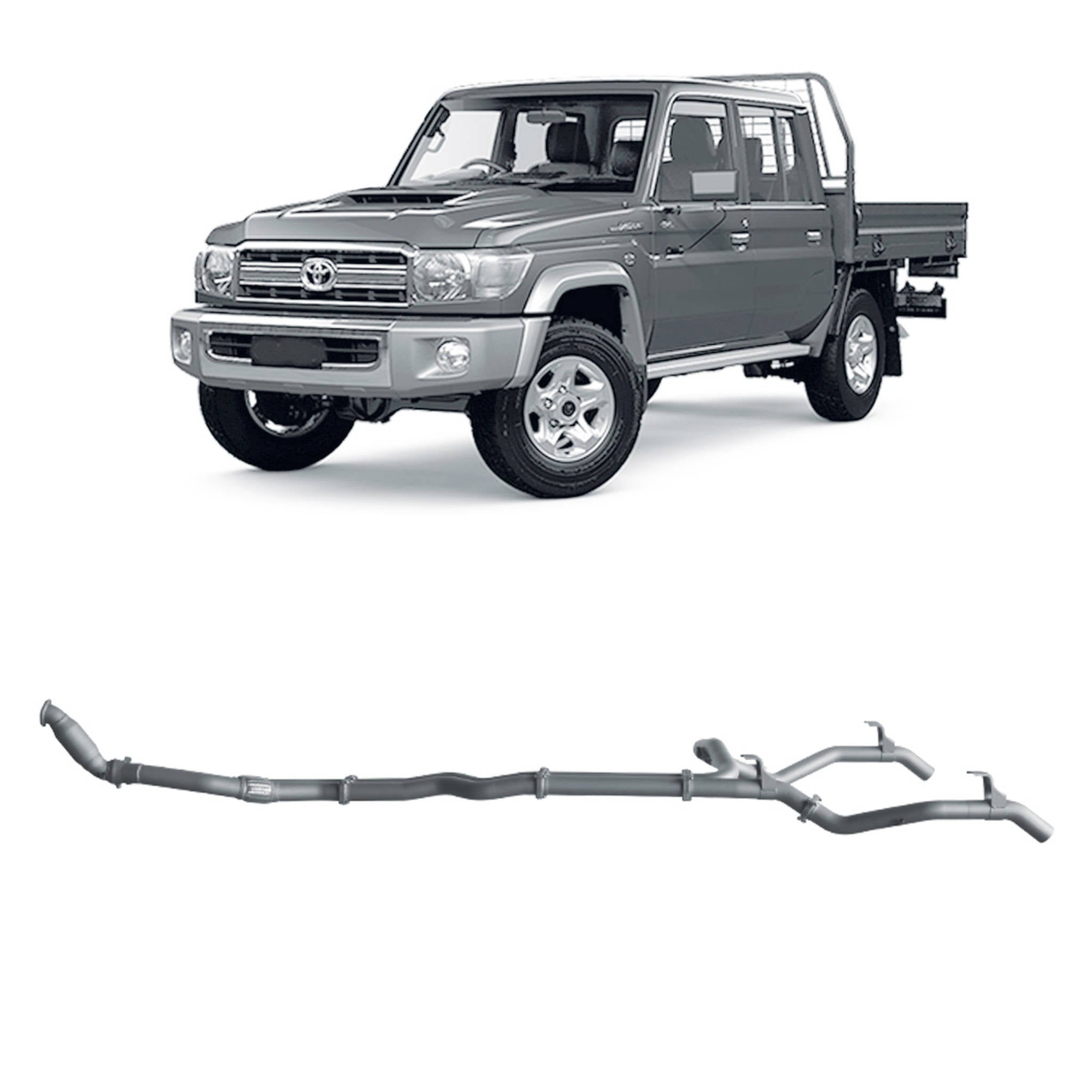 Redback Extreme Duty Twin Exhaust for Toyota Landcruiser 79 Series Double Cab (10/2012 - 10/2016) - With Cat / Pipe