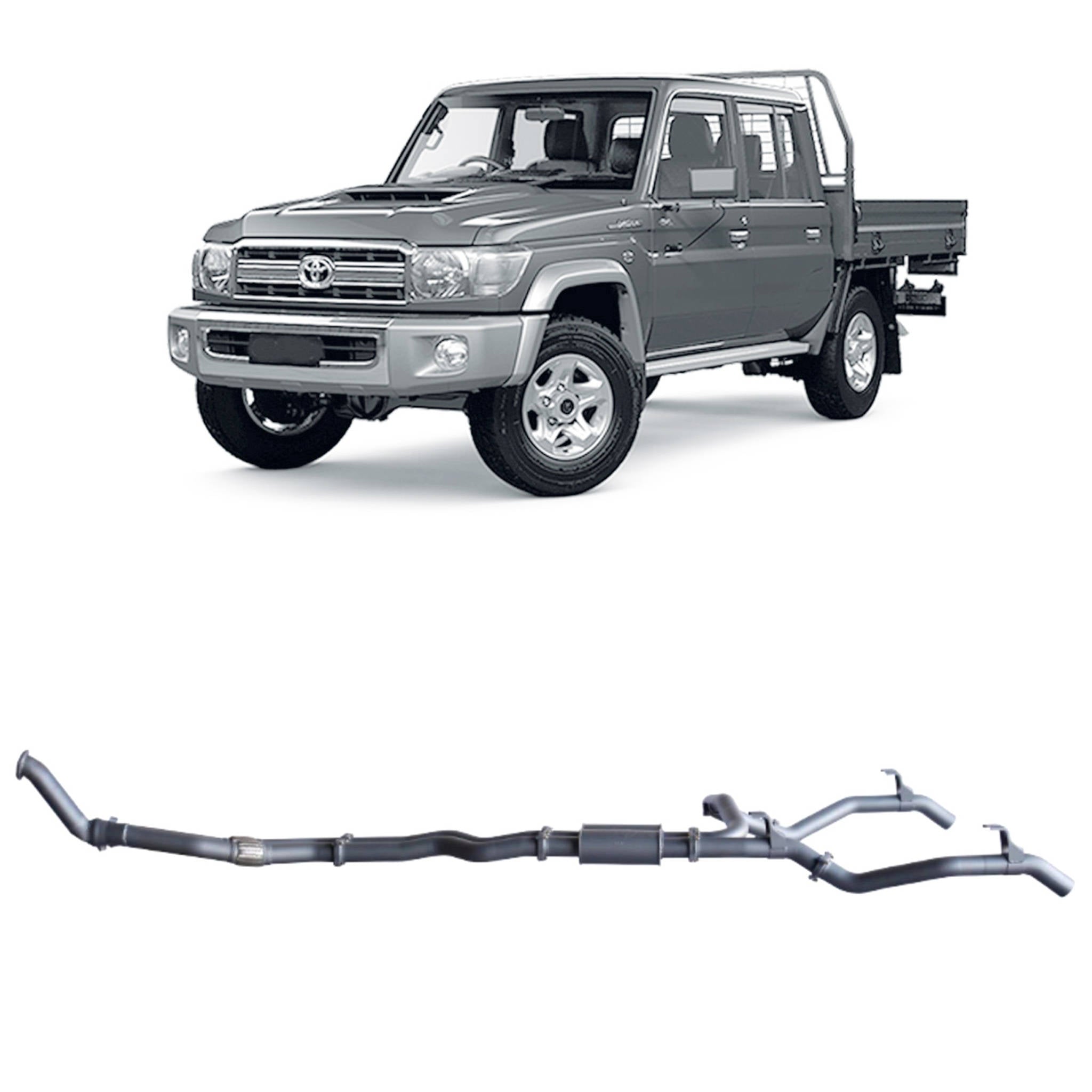 Redback Extreme Duty Twin Exhaust for Toyota Landcruiser 79 Series Double Cab (10/2012 - 10/2016) - Without Cat