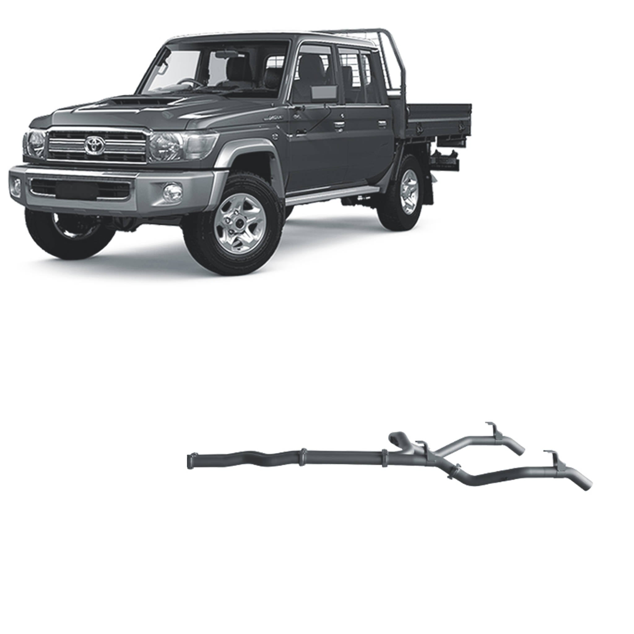 Redback Extreme Duty Twin Exhaust for Toyota Landcruiser 79 Series Single and Double Cab (11/2016 - on) - Pipe Only