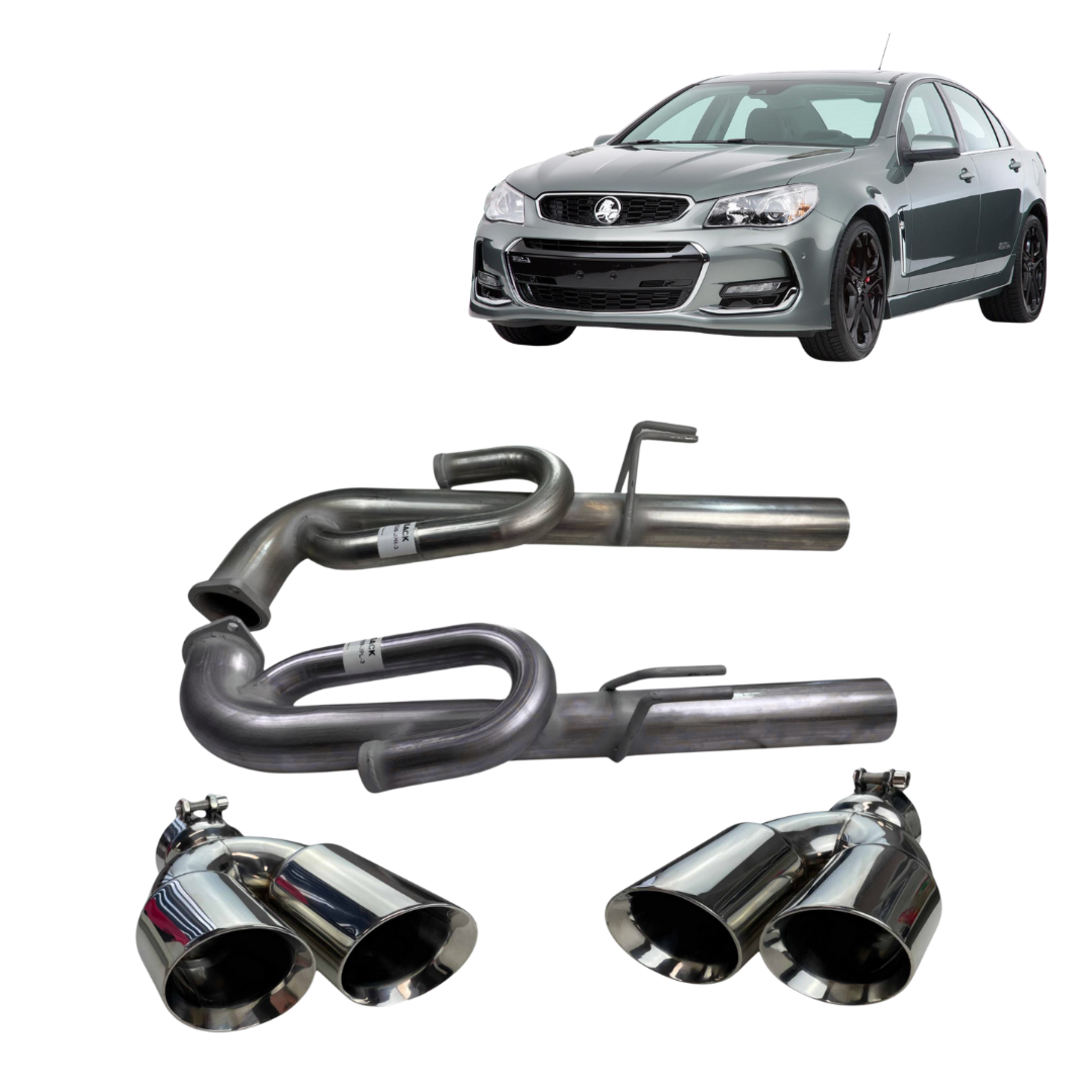 Redback Performance Anti Drone Tail Pipes for Holden Commodore VE VF Sedan 2007 Onwards Stainless Steel - Performance