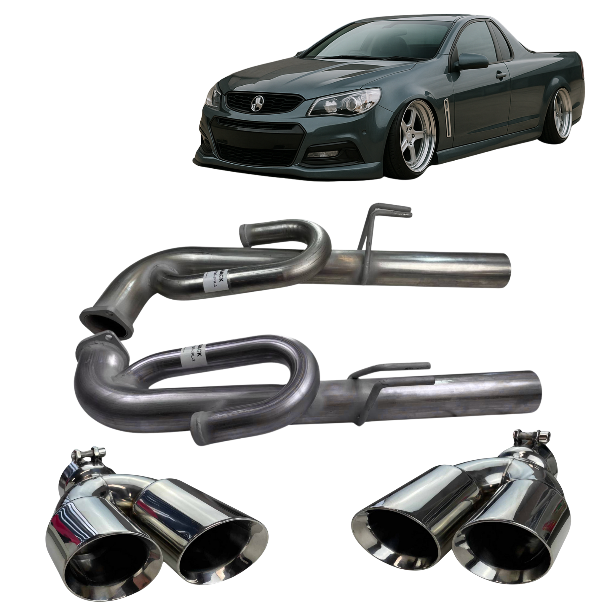 Redback Performance Anti Drone Tail Pipes for Holden Commodore VE VF Ute 2007 Onwards Stainless Steel - Performance