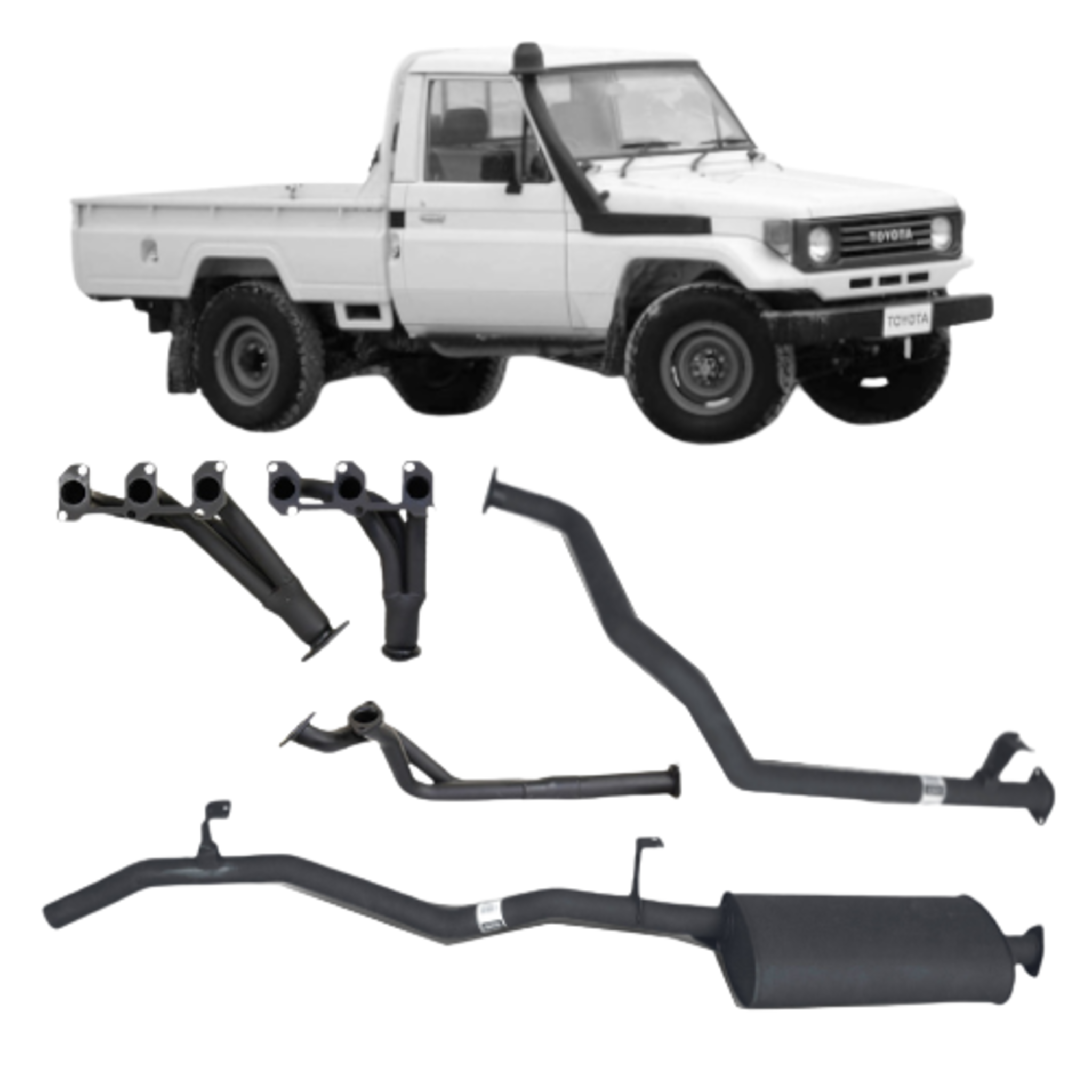 Redback Performance Headers and Exhaust for Toyota Landcruiser 75 and 78 Series 4.2L 1HZ - Performance Exhaust System