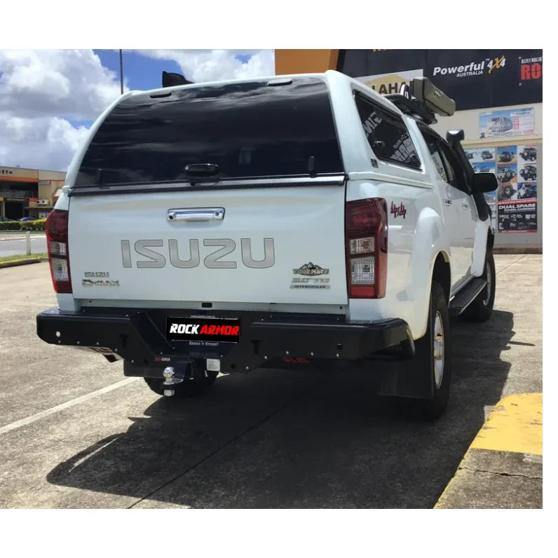 White Isuzu pickup truck with rear step and tow bar compatible with Mazda BT50