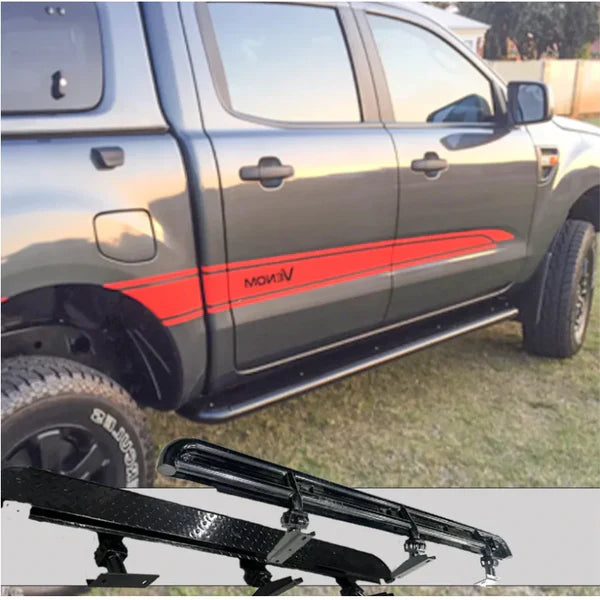 Rockarmor Steel Rockslider Side Steps To Suit Ford Ranger Px1,2,3 Dual Cab/Extra Cab 2012-2022